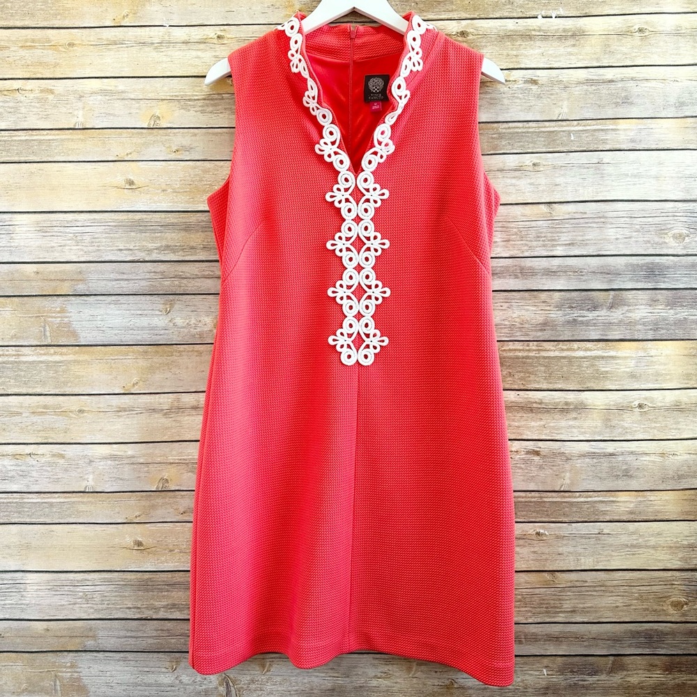 Vince Camuto Dress Women’s Size 12 Coral Sleeveless Embroidered